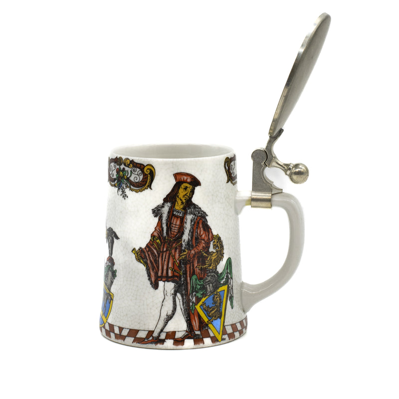 Lidded Beer Stein With Fancy-Pants Guys