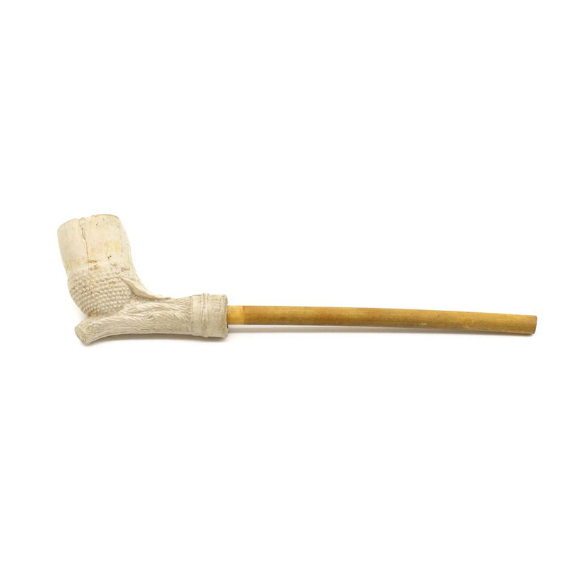 Clay Branch & Leaf Pipe with Narrow Wood Stem