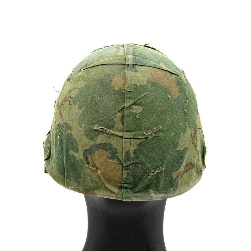 Vietnam War Era M1 Helmet with Ground Troop Liner & Camo Cover