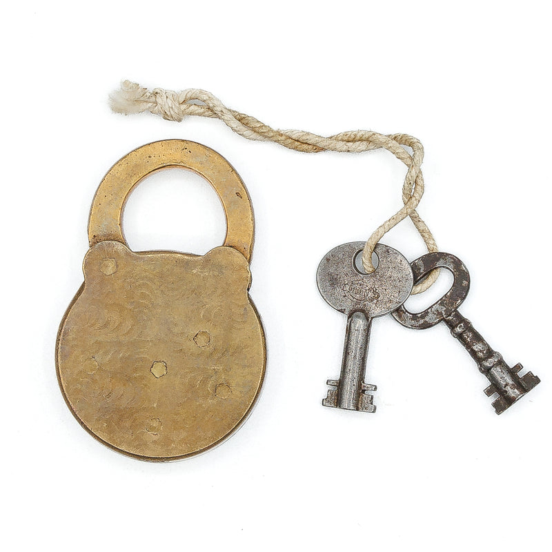 Unmarked Brass Padlock with Two Keys