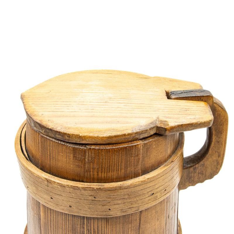 18th Century Wood Staved Tankard with Lid