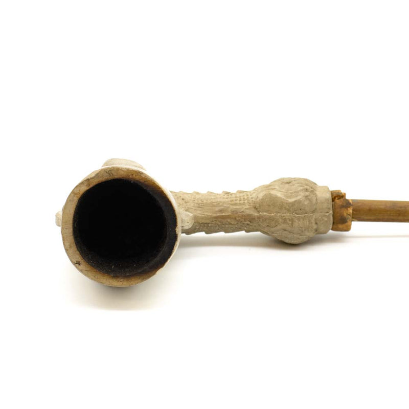 Clay Branch & Leaf Pipe with Narrow Wood Stem