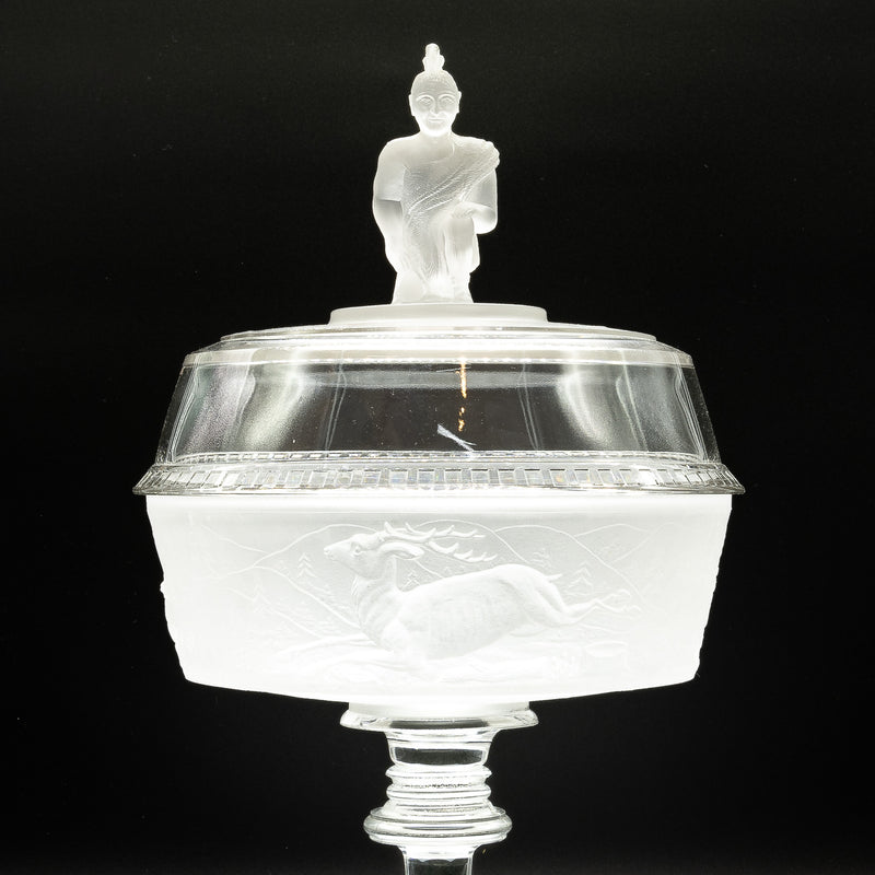 Early American Period Glass Gillinder & Sons "Westward Ho" Covered Compote