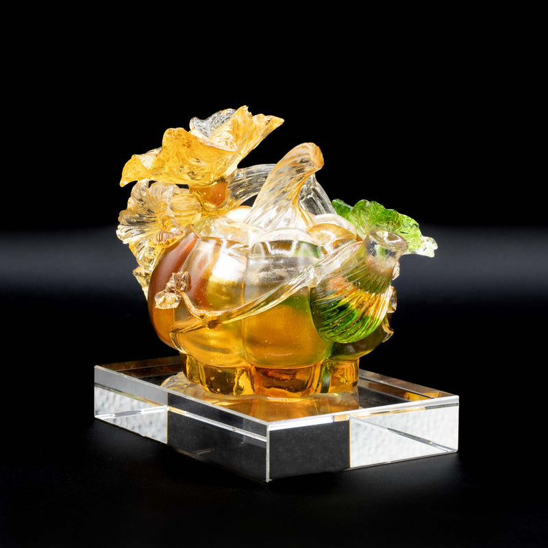 Xia Shi Liu Li Glass Pumpkin Teapot with Original Box