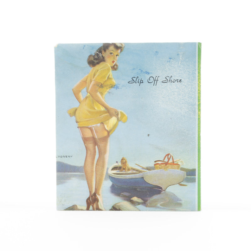 "Slip Off Shore" by Gil Elvgren, Blotter Card