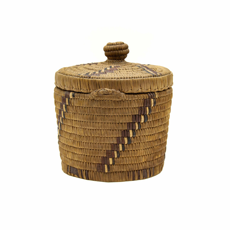 Coast Salish Imbrocated Basket with Lid & 1 Handle