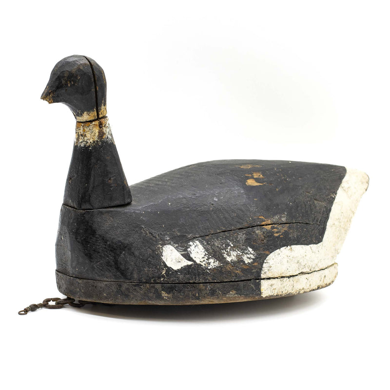 Hand Carved & Painted Brant Goose Decoy with Chain Rigging