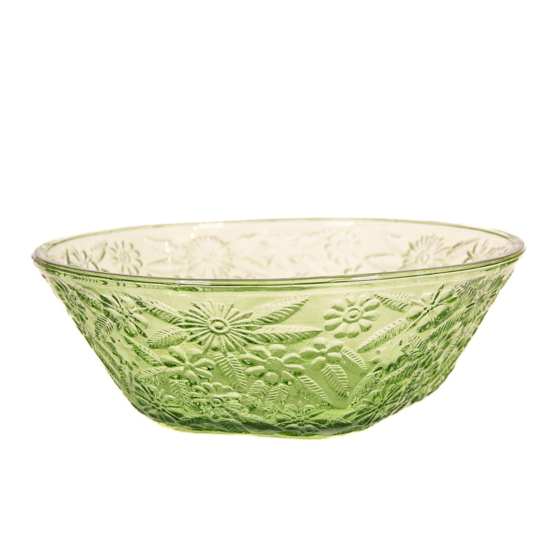 Green Depression Glass Fruit Serving Bowl