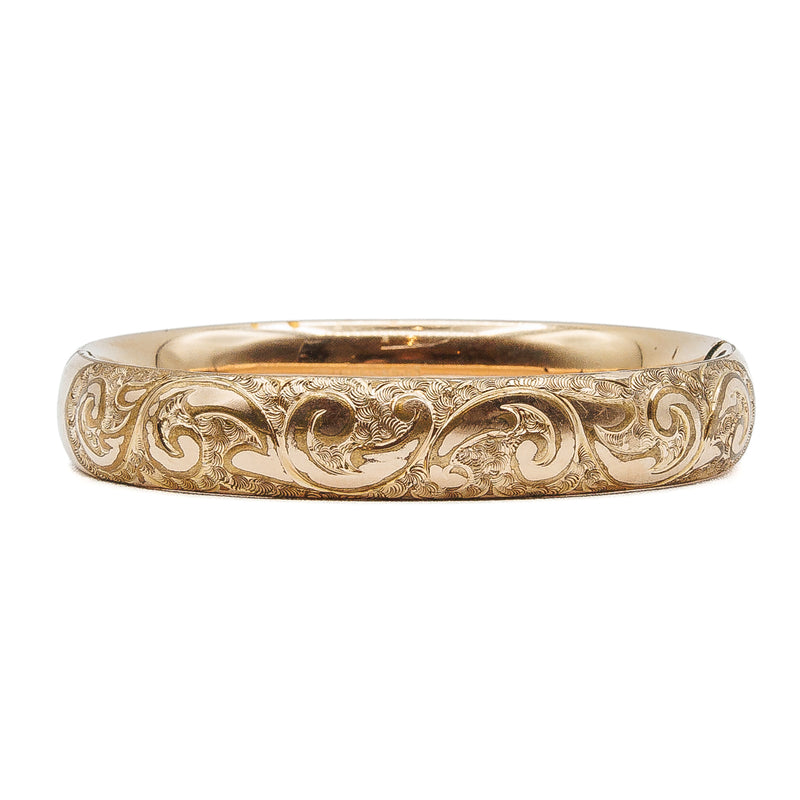 Victorian Bates & Bacon Hinged Floral Gold Filled Bangle