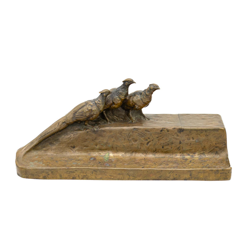 Friedrich Gornik Patinated Bronze Pheasant Inkwell & Blotter