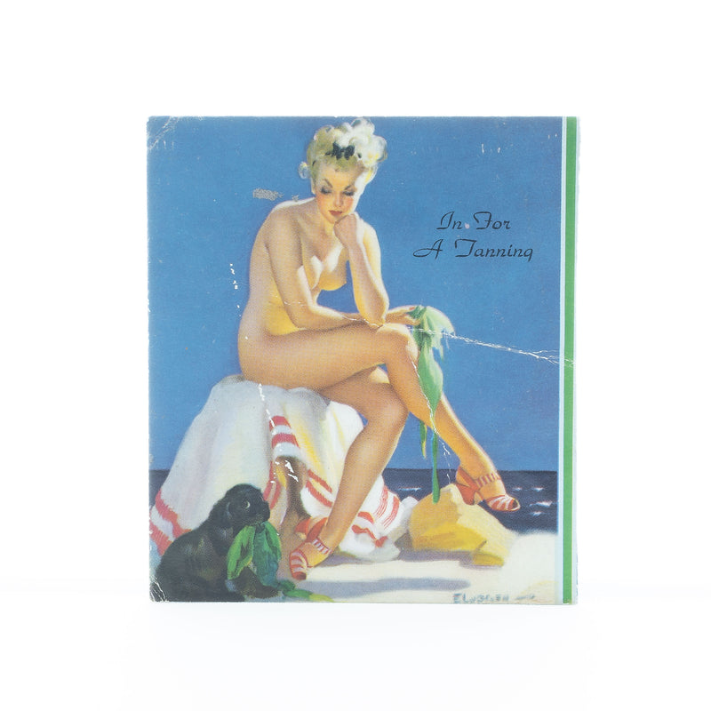 "In For A Tanning" by Gil Elvgren, Blotter Card