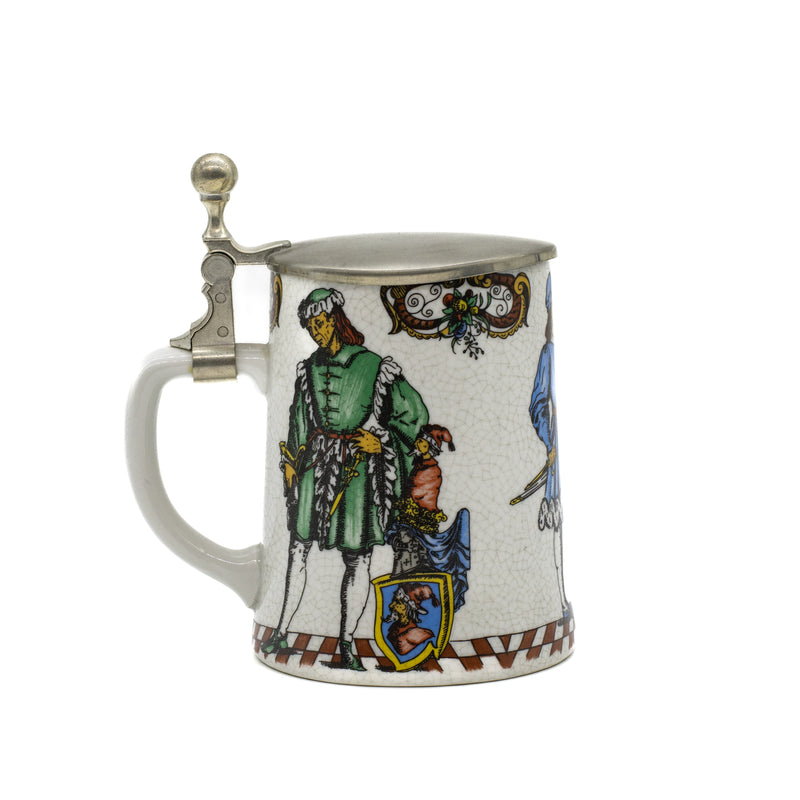 Lidded Beer Stein With Fancy-Pants Guys